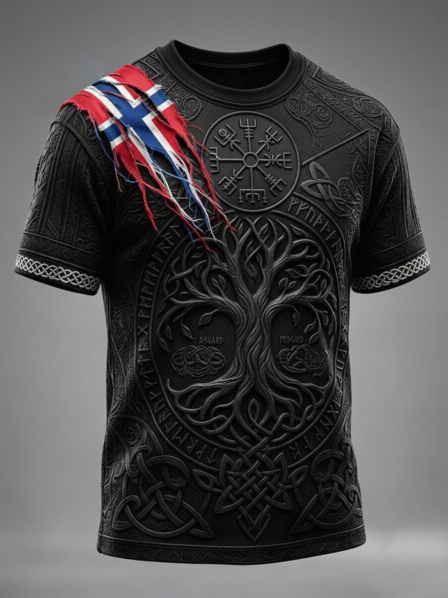 Mäns Norge Viking träd av liv konst Celtic Print Korta ärmar T-shirt