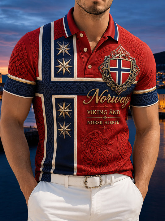 Herrens norska Viking-tema Patriotisk minne konst Print Polo tröj