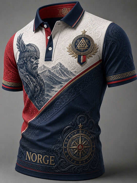 Retro norska vikingarkrigare Nautical Art Polo tröj