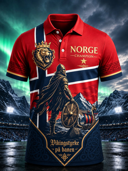 Herrpolotröja med minneskonsttryck för Norgesdagen