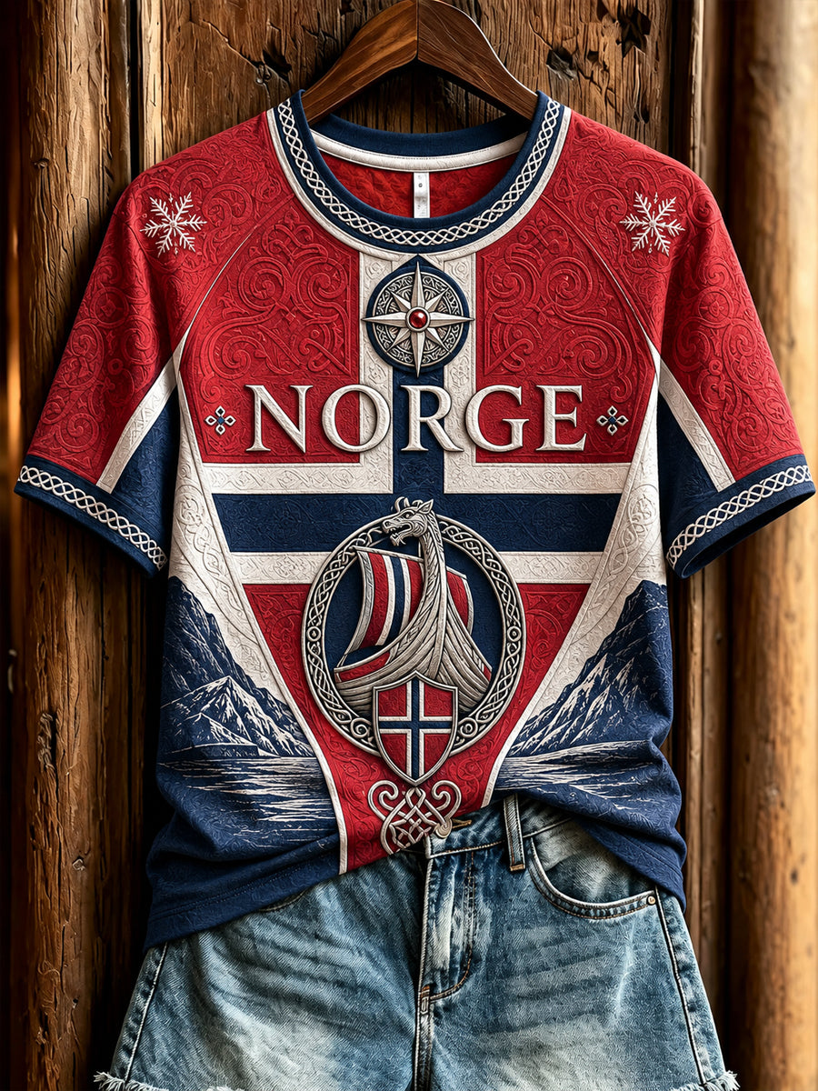 Kvinnors Retro Norska viking Classic Casual T-shirt