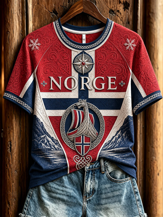 Kvinnors Retro Norska viking Classic Casual T-shirt