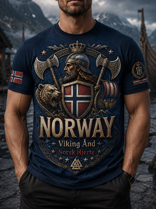 Herrens norska vikinga-tema patriotiska konst Skriv ut T-shirt