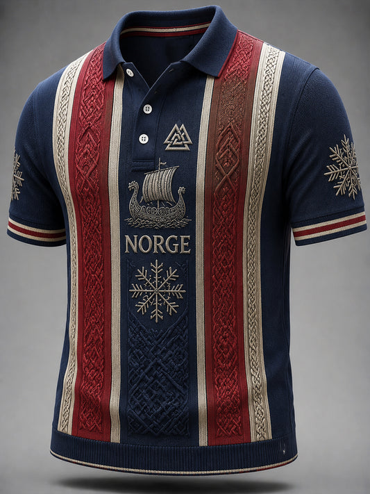 Retro Norska skepp Viking Totem Polo tröj