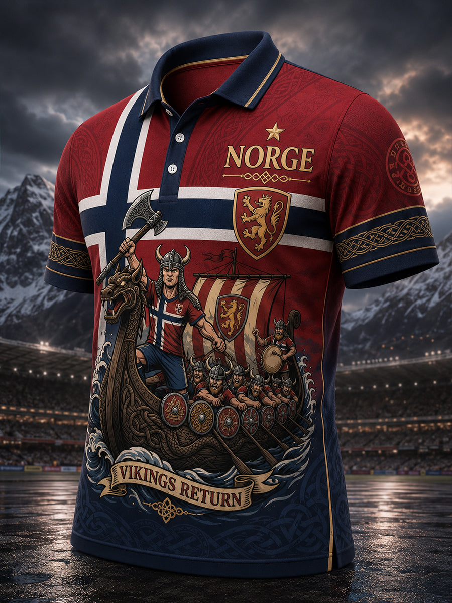 Herrens norska vikinga-tema patriotiska konst Print Polo tröj