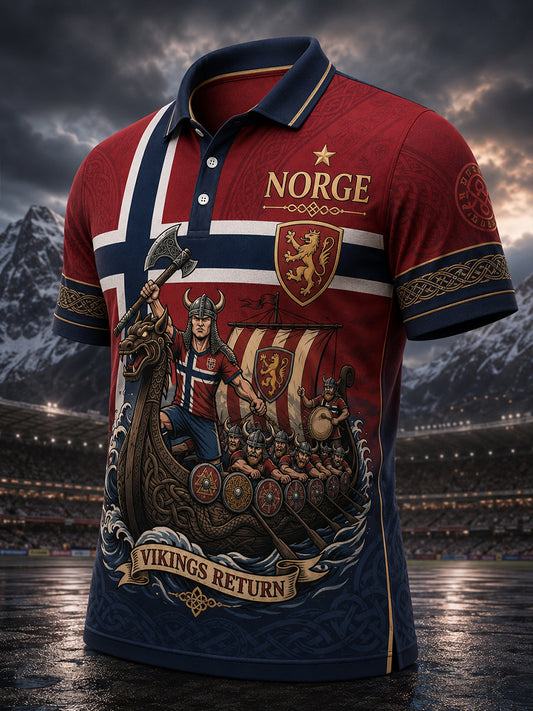 Herrens norska vikinga-tema patriotiska konst Print Polo tröj