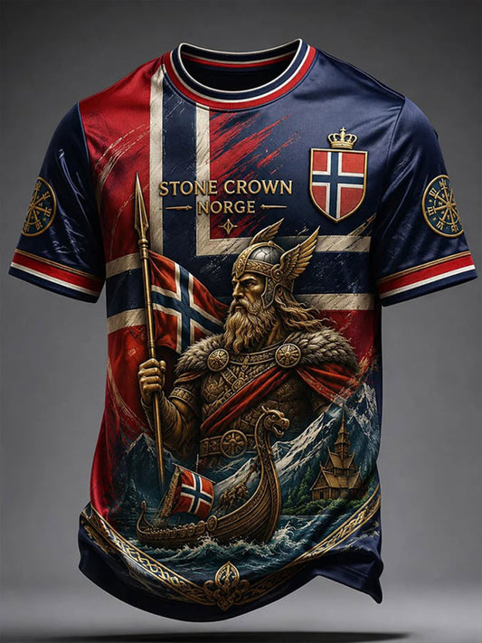 Mäns stenkrona Norge Short Seeves T-shirt
