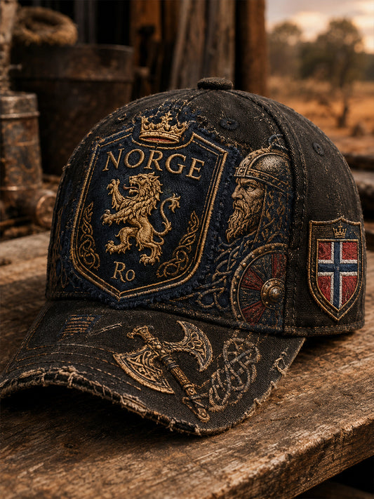 Unisex-patriotisk konsttryckshatt med norsk vikingmotiv