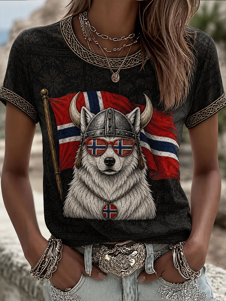 Damens Norge Dog Short-ärmad T-shirt
