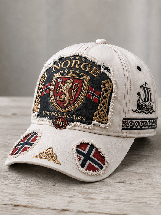 Unisex-patriotisk konsttryckshatt med norsk vikingmotiv