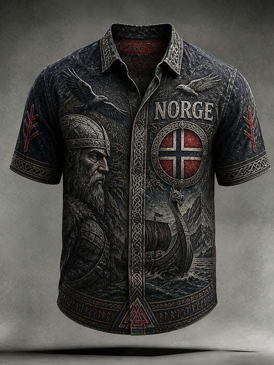 Retro norsk vikinga-stil Casual skjorta