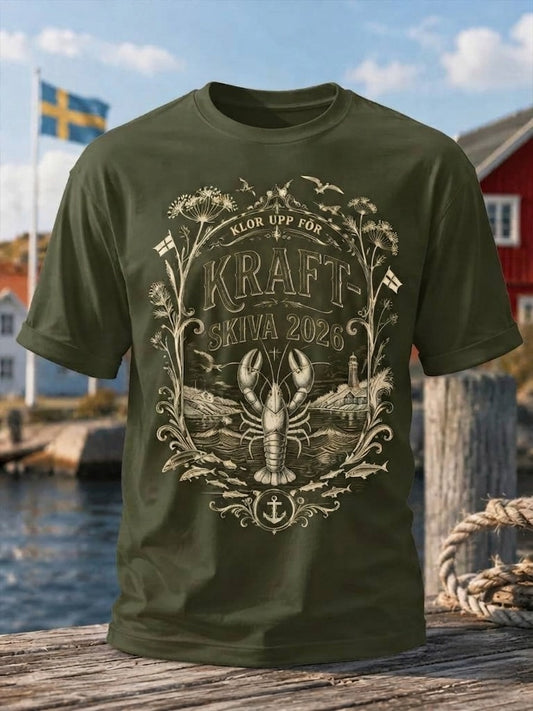 Herrtröja med retrotryck från den svenska hummerfestivalen, kortärmad
