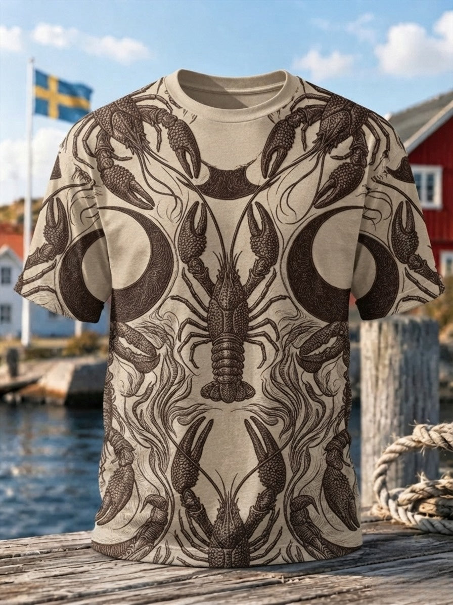 Herrtröja med retrotryck från den svenska hummerfestivalen, kortärmad