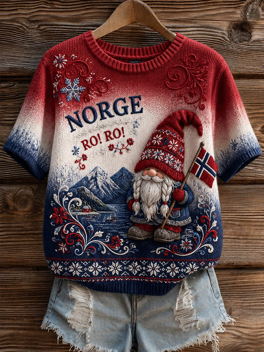 Retro norskt RO! RO! Troll Gradient Casual T-shirt