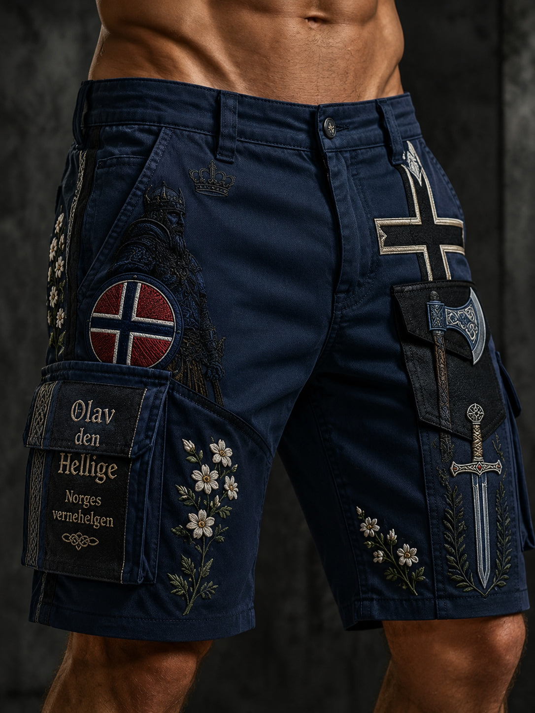 Herrliga norska Sankt-Olavs-dags-patriotiska konsttryckskasualshorts
