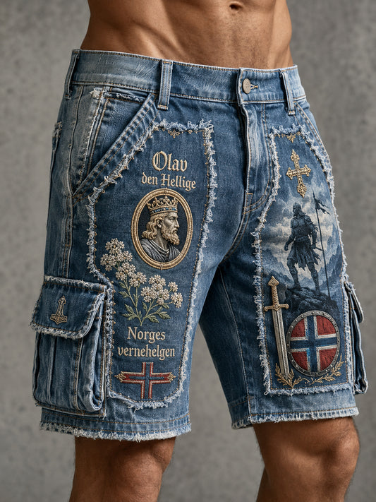 Mäns norska St. Olaf Dag Patriotic Art Print Casual Shorts