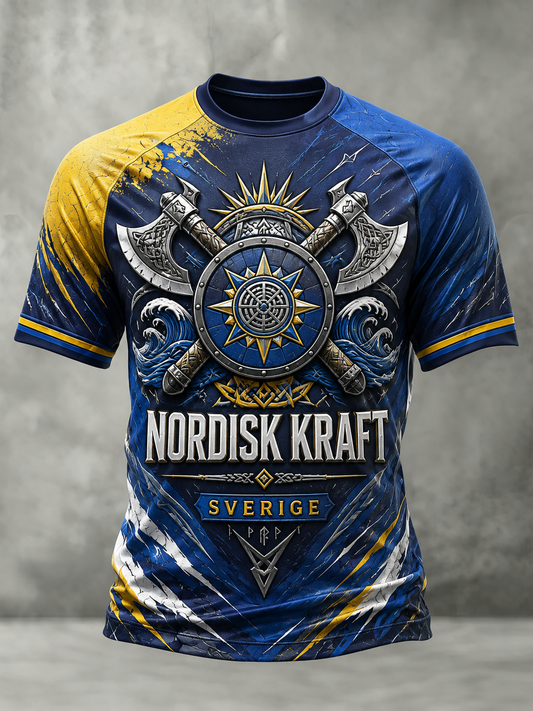 Svensk vikingströja för män med korta ärmarna