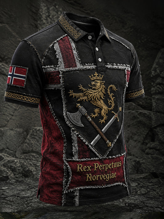 Herrpolotröja med minneskonsttryck för Sankt Olavs dag