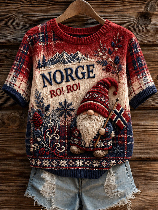 Retro Norska Nisse Runt gradient Casual T-shirt