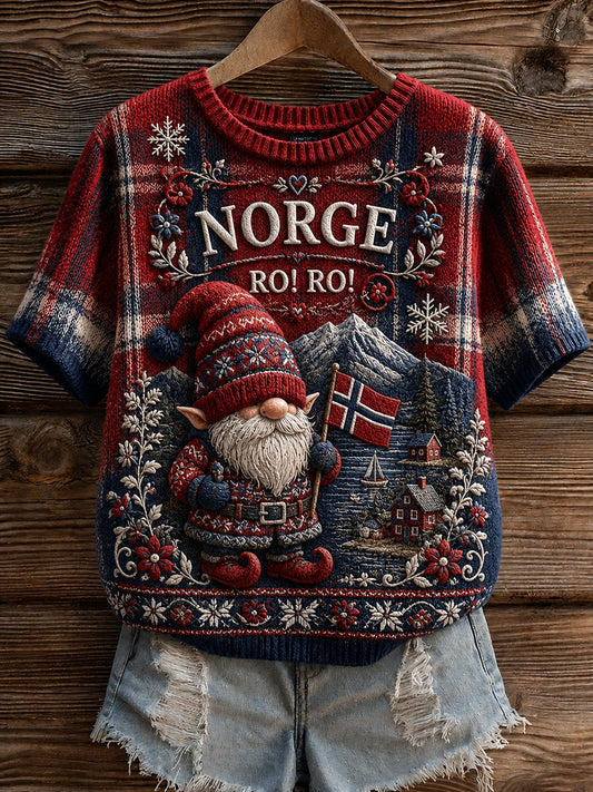 Retro norsk Nisse Runt klassisk Casual T-shirt