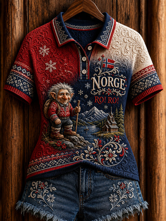 Retro norska troll Gradient Casual Polo Skjorta