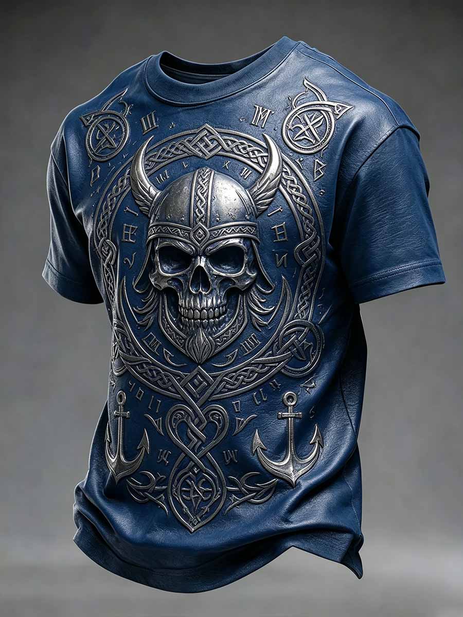 Mäns Vintage Viking krigare Print T-shirt