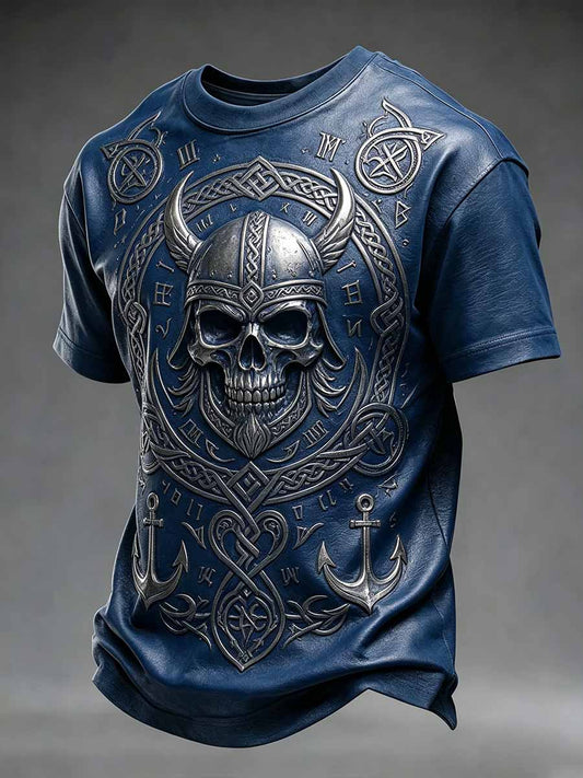 Mäns Vintage Viking krigare Print T-shirt