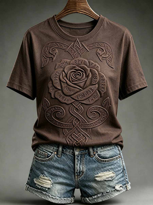 Kvinnors Vintage Viking keltisk knop Skriv ut T-shirt
