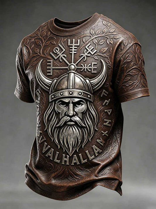 Vintage-vikingkrigart-shirt för män med tryck