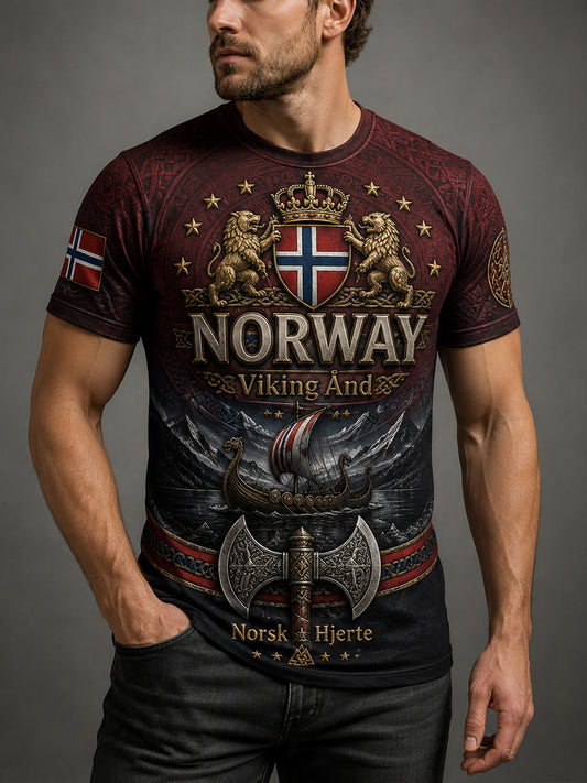 Herrtröja med konsttryck med kulturella inslag till minne av Sankt Olavs dag