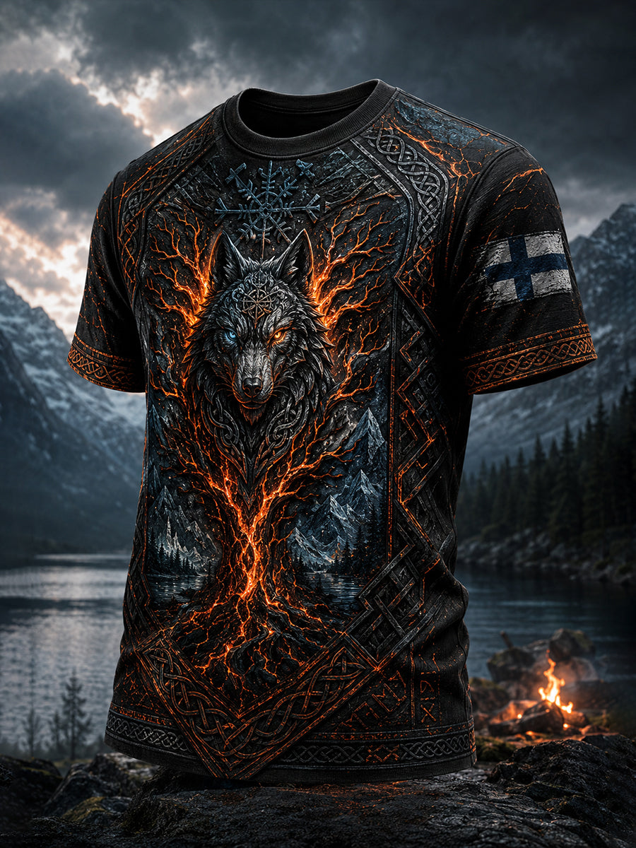 Herrlig finsk vikingpatriotisk konsttryckt t-shirt