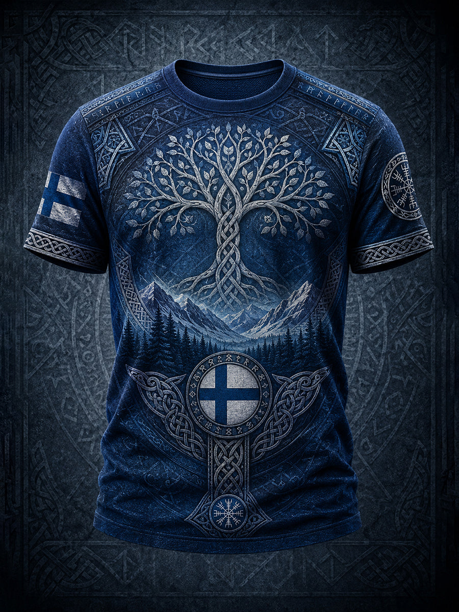 Herrlig finsk vikingpatriotisk konsttryckt t-shirt