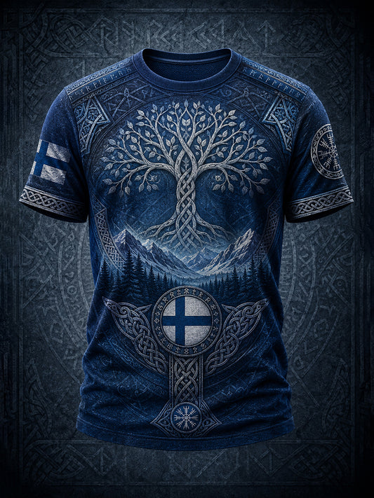 Herrlig finsk vikingpatriotisk konsttryckt t-shirt