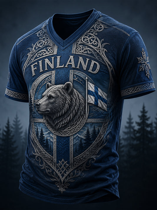 Mäns finska Veteran Heritage Spirit Art Print T-shirt