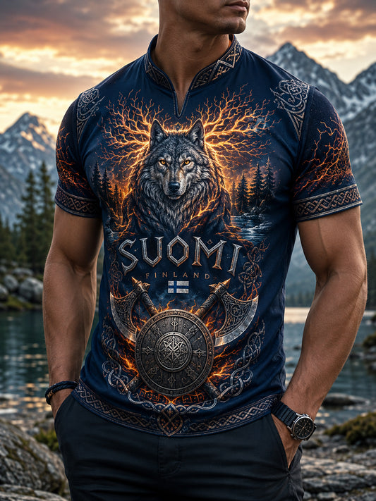 Herrlig finsk vikingpatriotisk konsttryckt t-shirt