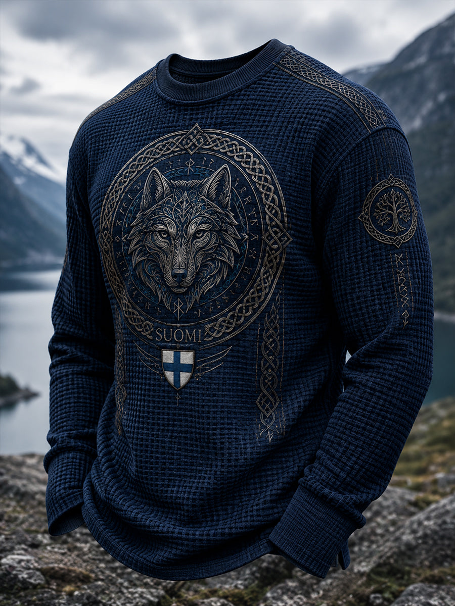 Herrlig finsk vikingpatriotisk konsttryck långärmad topp