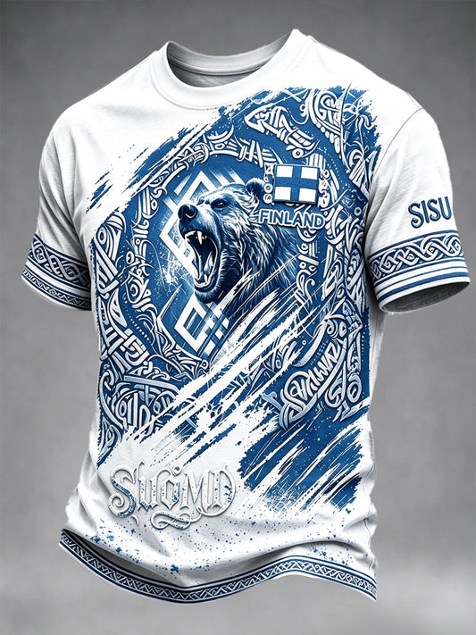 Vita Finland 'Suomi' Skriv ut Casual T-shirt