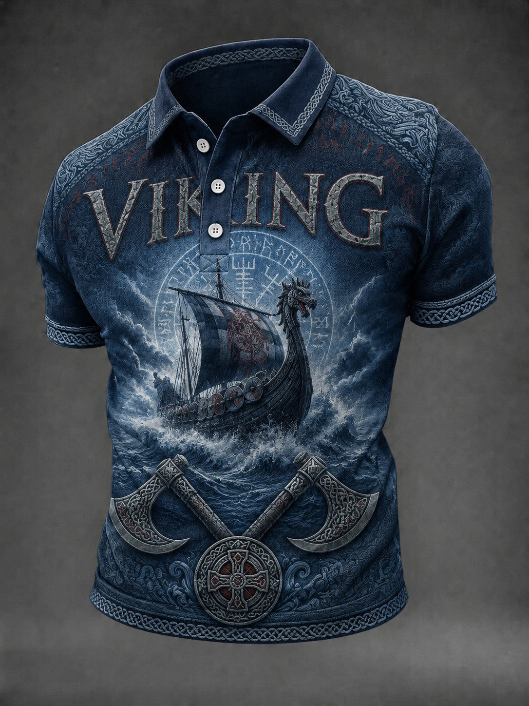Mansvikingaskjorta med tryck