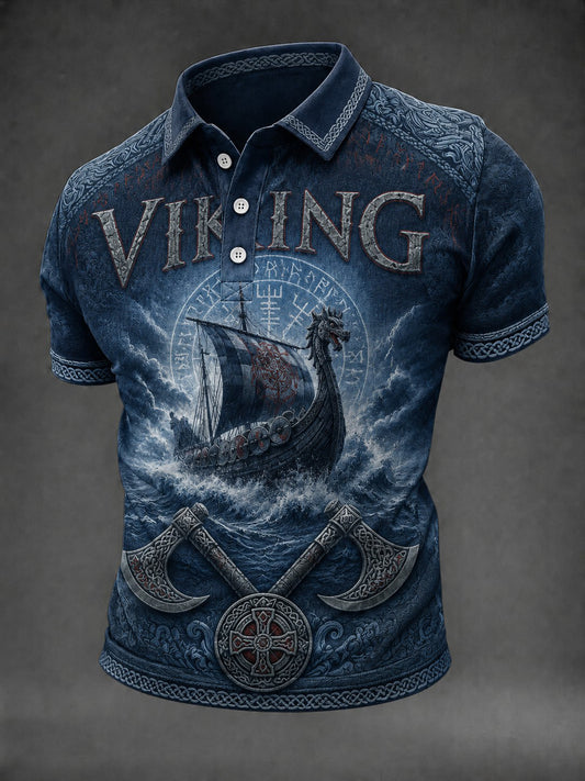 Mansvikingaskjorta med tryck