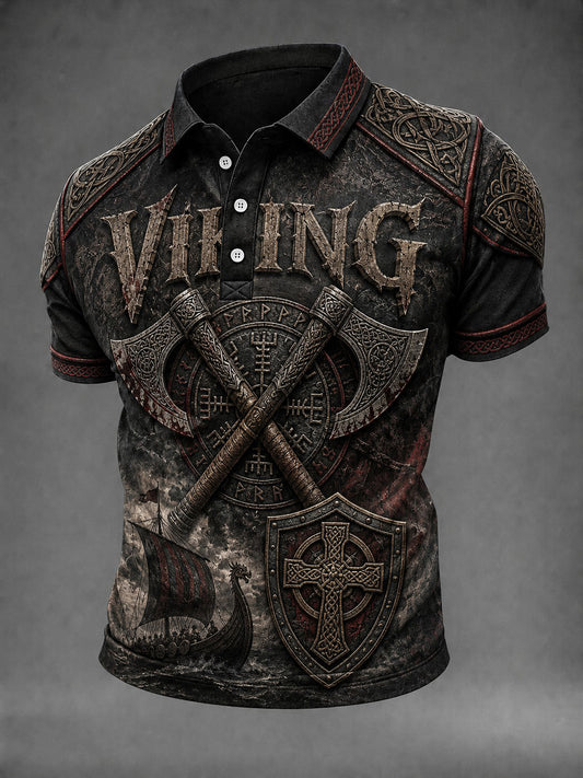 Mansvikingaskjorta med tryck