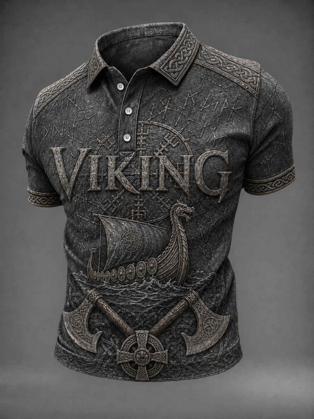 Mansvikingaskjorta med tryck