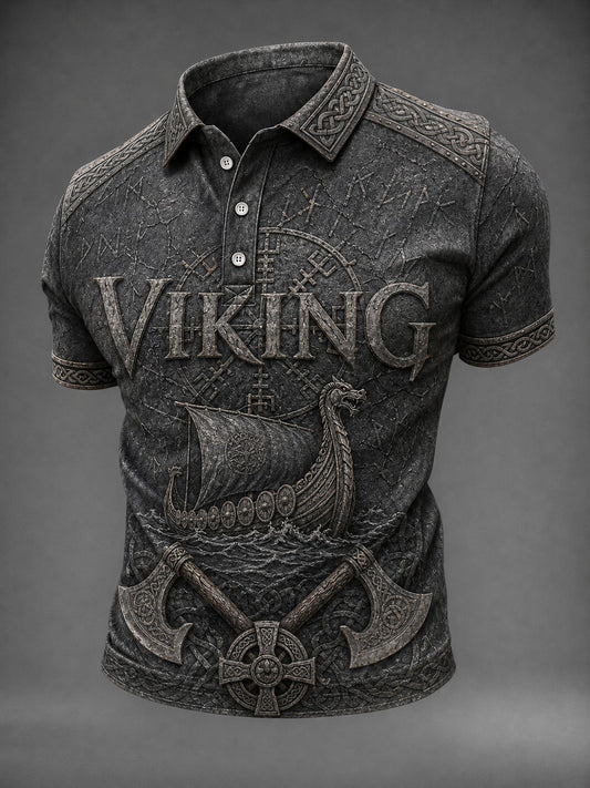 Mansvikingaskjorta med tryck
