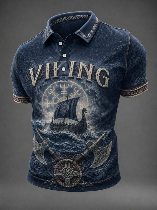 Mansvikingaskjorta med tryck