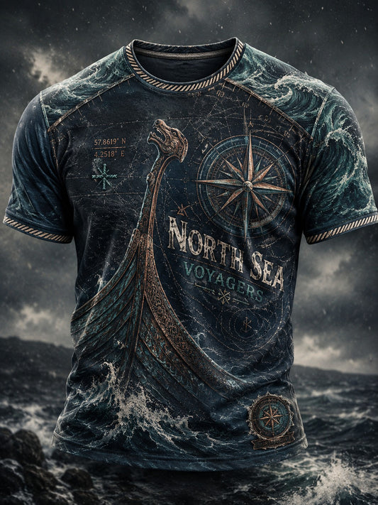 Herrtröja med tryckt mönster från North Sea Voyagers