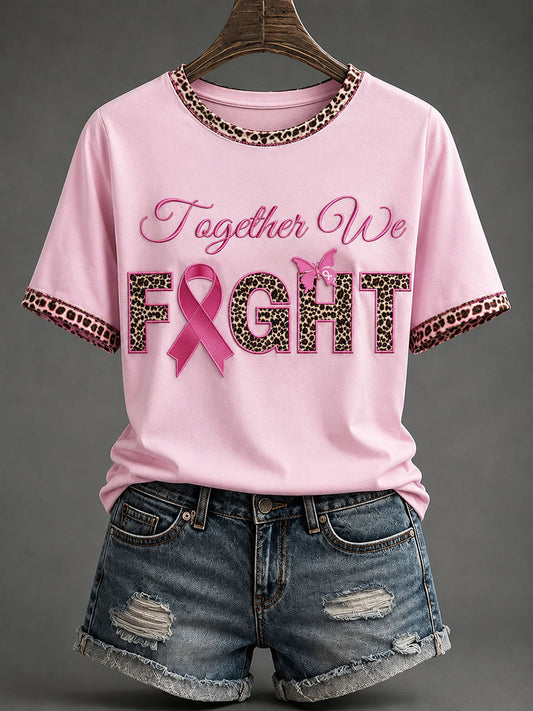Kvinnors “Tillsammans vi slåss” Pink Ribbon Bröstcancer medvetenhet T-shirt