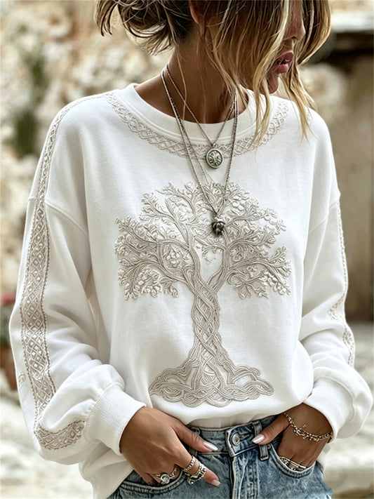 Damer Elegant vikingaträd livets keltiska knuttryck svettshirt