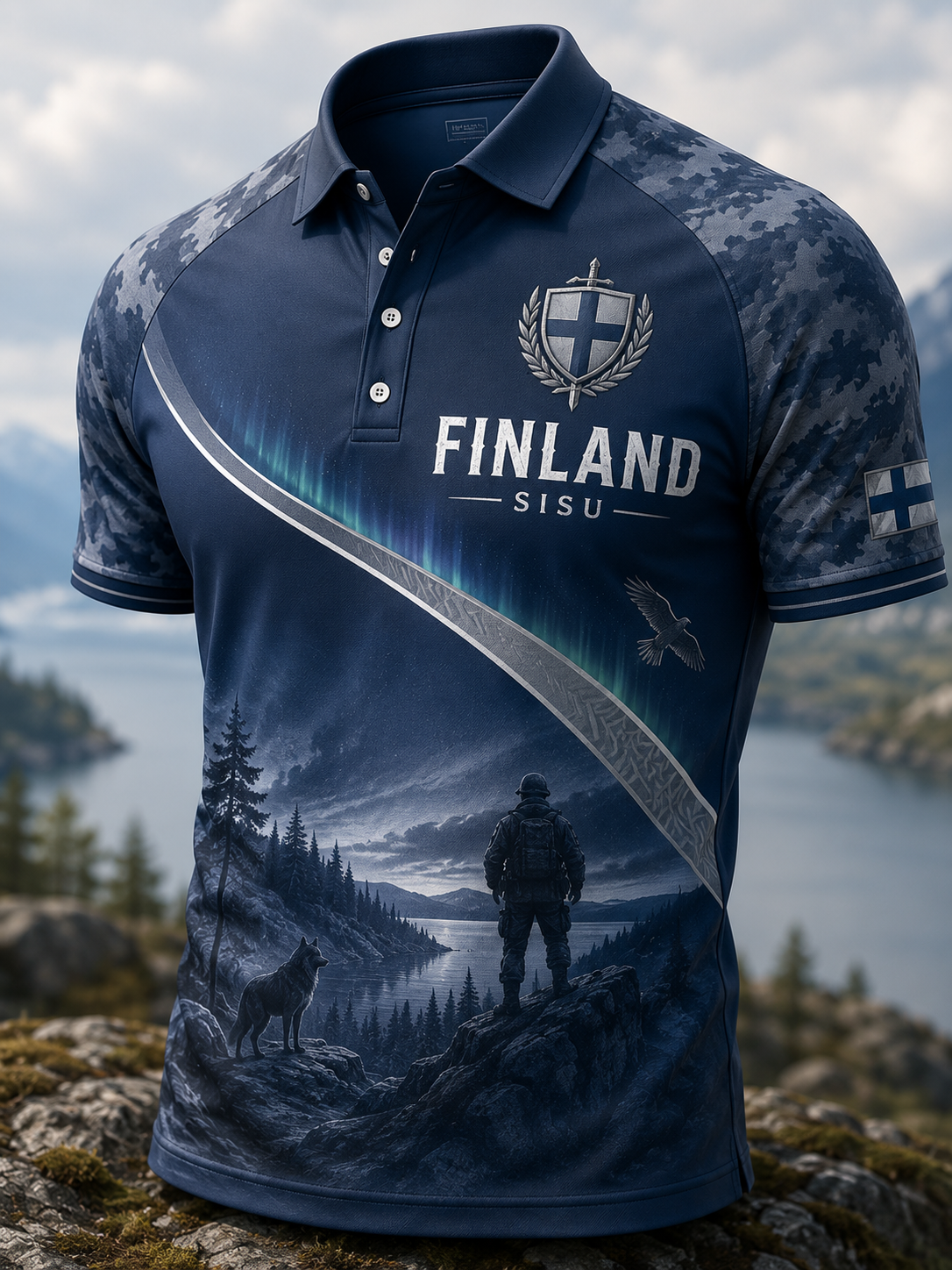 Mäns veteran Sisu Skriv ut Polo tröj