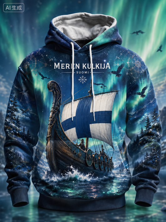 Herrlig finländsk vikingaröd tröja med överdimensionerad fallande axel och fickor