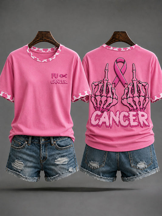 Kvinnors “Fuck Cancer”-rosa bandet bröstcancermedvetandet-shirt