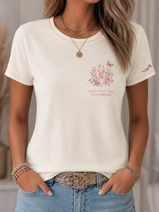 Kvinnors bröstcancer medvetenhet Skriv ut kortärmad T-shirt